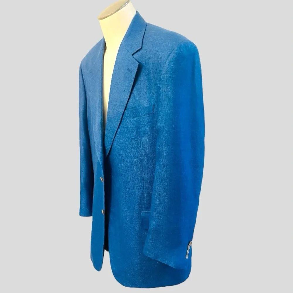 LACROSSE 100% FEATHERWEIGHT SILK 2 Button Blue Jacket Size 44L